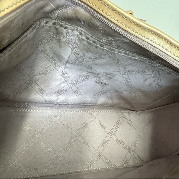 Vtg Longchamp-Classic Sophisticated Gold hued patent leather classic handbag - Picture 6 of 13